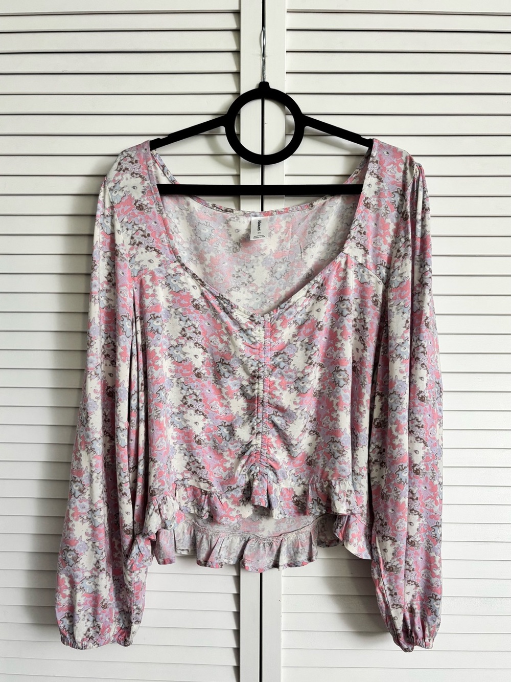 Abound Women’s Floral Ruched V-Neck Long Sleeve Crop Top, Size: 3X, NWT
